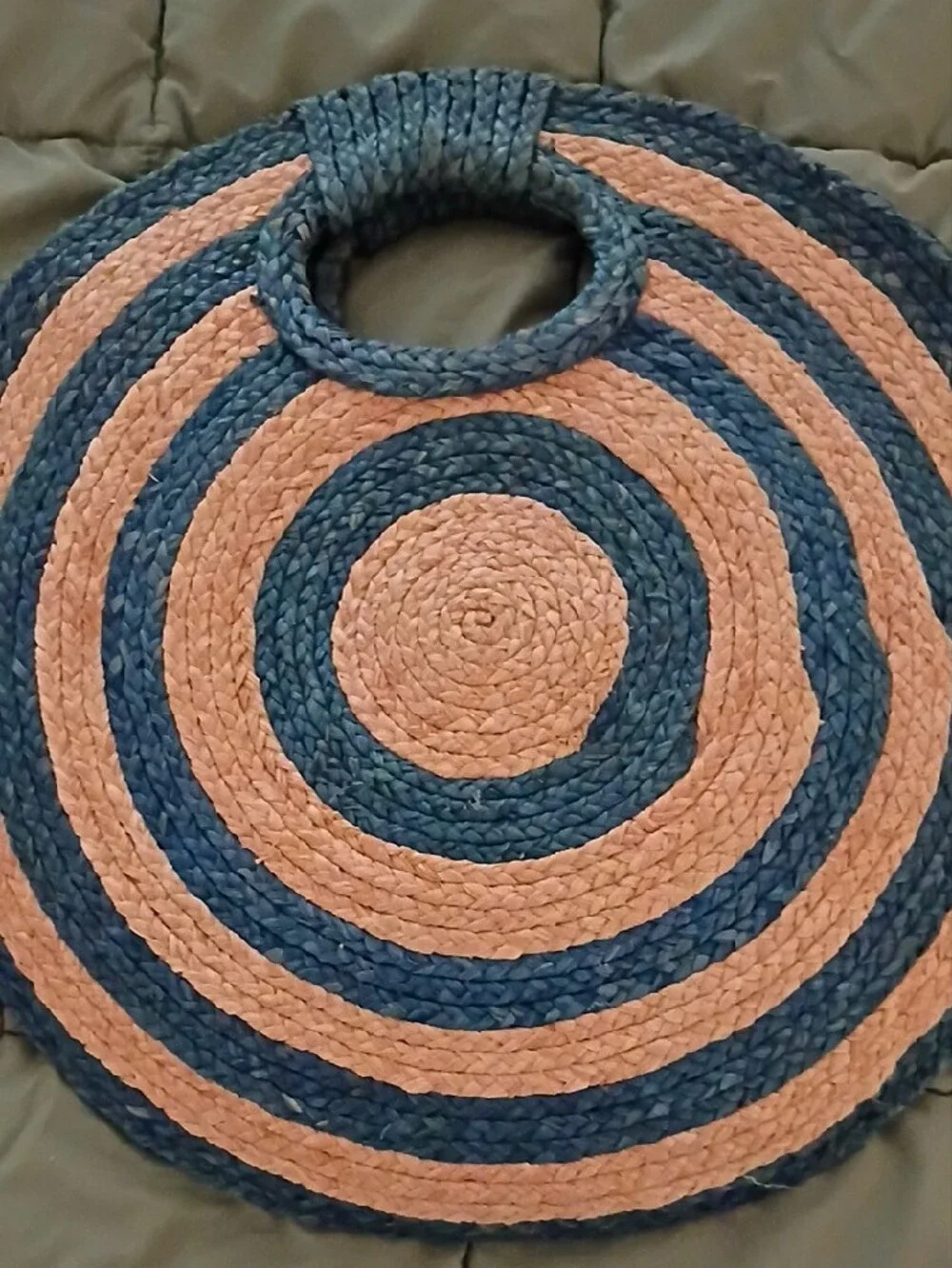 kate spade Blue and Natural Striped Round Straw Tote - Picture 3 of 3